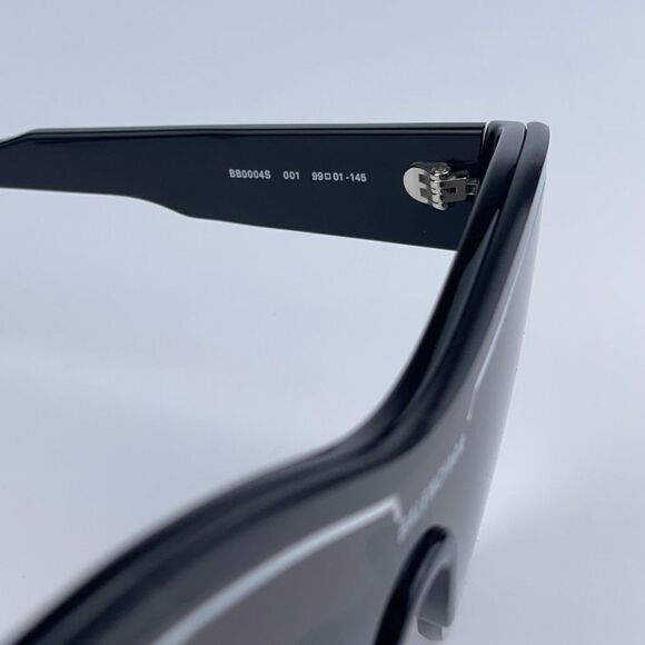 NEW Balenciaga BB0004S 001 Black Grey Shield Unisex Sunglasses - Picture 13 of 13